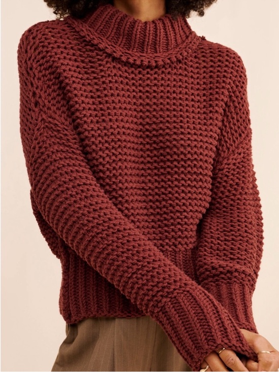 Free People Sweaters - Free People Chunky Cable Knit Mock Neck Cropped Brown Sweater Women’s XS